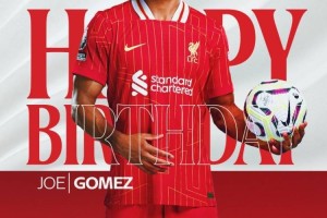 利物浦祝乔-戈麦斯28岁生日快乐，球员为红军出战241场斩获8冠